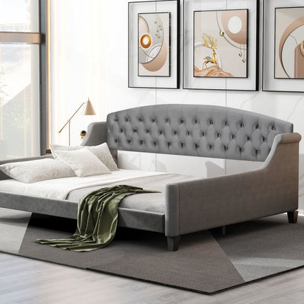 BR7- Modern Luxury Tufted Button Daybed, Full, Gray (Old SKU: SM001009AAE) - Likeshoppe 