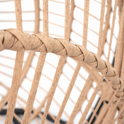 PY4- Outdoor Indoor Swing Egg Chair Natural color wicker with beige cushion - Likeshoppe 