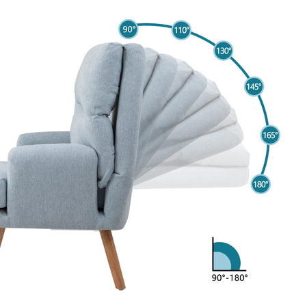 AF1- Accent Chair with Ottoman Set;  Fabric Armchair with Wood Legs and Adjustable Backrest ;  Mid Century Modern Comfy Lounge Chair for Living Room;  Bedroom;  Reading Room and Study - Likeshoppe 