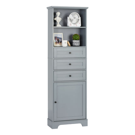 PU14- Tall Storage Cabinet with 3 Drawers and Adjustable Shelves for Bathroom;  Kitchen and Living Room;  MDF Board with Painted Finish - Likeshoppe 