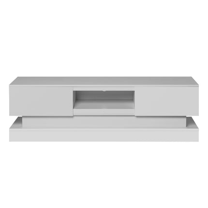 TV18-51.18inch WHITE morden TV Stand with LED Lights,high glossy front TV Cabinet,can be assembled in Lounge Room, Living Room or Bedroom,color:WHITE - Likeshoppe 