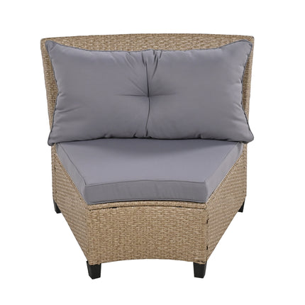 PX3- 6 - Person Fan-shaped Rattan Suit Combination with Cushions and Table,Suitable for Garden - Likeshoppe 