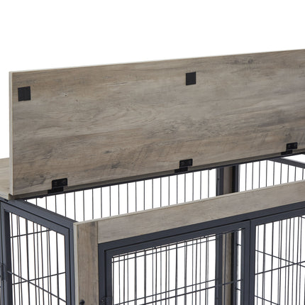 AB6- Furniture Style Dog Crate Side Table on Wheels with Double Doors and Lift Top. - Likeshoppe 