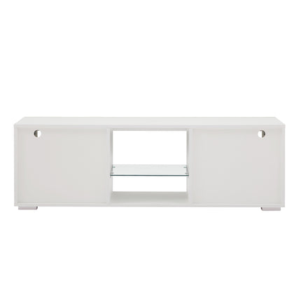 TV6- White morden TV Stand with LED Lights,high glossy front TV Cabinet,can be assembled in Lounge Room, Living Room or Bedroom,color:WHITE - Likeshoppe 