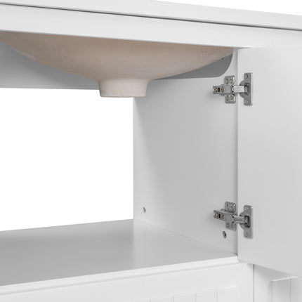 PT1- 36\\" Bathroom Vanity with Ceramic Basin;  Bathroom Storage Cabinet with Two Doors and Drawers;  Solid Frame;  Metal Handles - Likeshoppe 