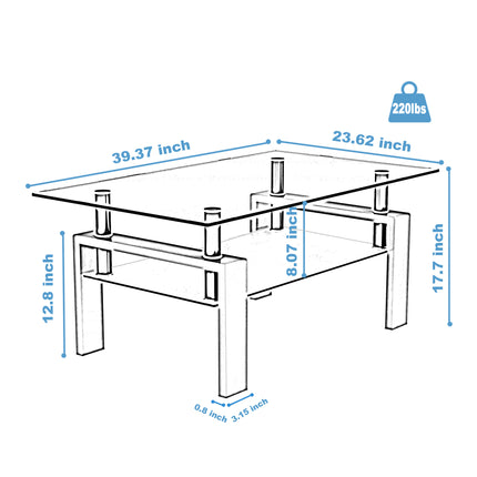 C7- 5 White Coffee Table, Clear Coffee Table,Modern Side Center Tables for Living Room, Living Room Furniture - Likeshoppe 