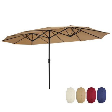 PZ1- 15x9ft Large Double-Sided Rectangular Outdoor Twin Patio Market Umbrella w/Crank-burgundy - Likeshoppe 