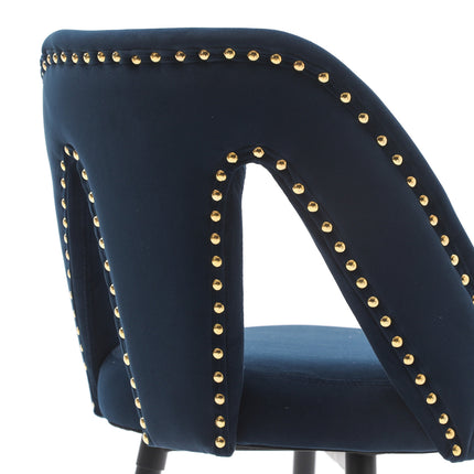 BS6- Collection Modern | Contemporary Velvet Upholstered  28\\" Bar Stool & Counter Stools with Nailheads and Gold Tipped Black Metal Legs,Set of 2 - Likeshoppe 
