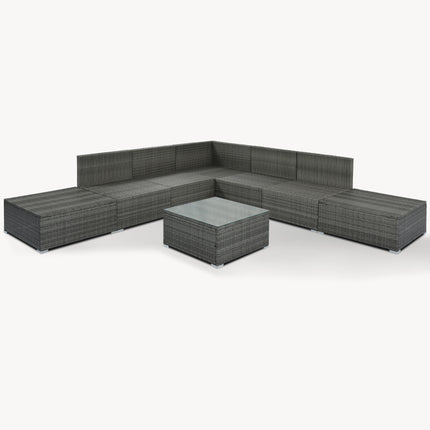PX7- 8-Pieces Outdoor Patio Furniture Sets;  Garden Conversation Wicker Sofa Set;  Single Sofa Combinable - Likeshoppe 