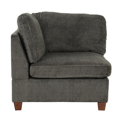 S5- Living Room Furniture Grey Chenille Modular Sectional 8pc Set Large Corner L-Sectional Modern Couch 2x Corner Wedge 4x Armless Chairs and 2x Ottomans Plywood - Likeshoppe 