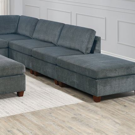 S5- Living Room Furniture Grey Chenille Modular Sectional 8pc Set Large Corner L-Sectional Modern Couch 2x Corner Wedge 4x Armless Chairs and 2x Ottomans Plywood - Likeshoppe 