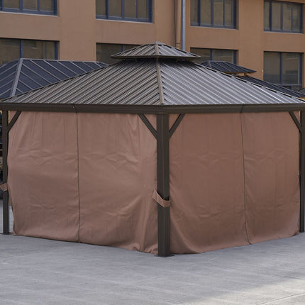 AG18- 12*12FT patic gazebo; alu gazebo with steel canopy; Outdoor Permanent Hardtop Gazebo Canopy for Patio;  Garden;  Backyard - Likeshoppe 