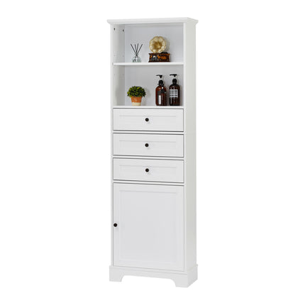 PU14- Tall Storage Cabinet with 3 Drawers and Adjustable Shelves for Bathroom;  Kitchen and Living Room;  MDF Board with Painted Finish - Likeshoppe 
