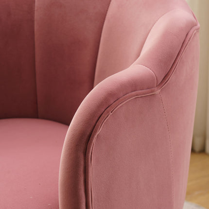 AC1- Shell Shape Velvet Fabric Armchair Accent Chair With Gold Legs For Living Room Bedroom - Likeshoppe 