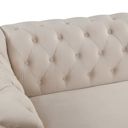 F1 82\" Mid Century Modern Sofa with Rubber Wood Legs; Velvet Upholstered Sofa Couch; Sofa with Thick Removable Seat Cushion;  3 Seater Sofa Couch for Living Room - Likeshoppe 