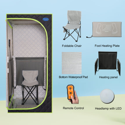 AK5- Portable Plus Type Full Size Far Infrared Sauna tent. Spa;  Detox ; Therapy and Relaxation at home.Larger Space; Stainless Steel Pipes Connector Easy to Install - Likeshoppe 