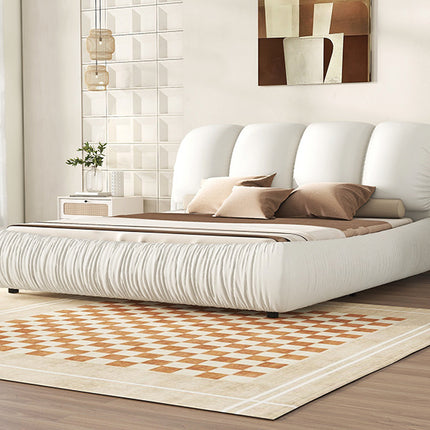 BR4- King Size Luxury Upholstered Bed With Thick Headboard, Leather King Bed with Oversized Padded Backrest, White(Expect Arrive date 2024/2/15) - Likeshoppe 