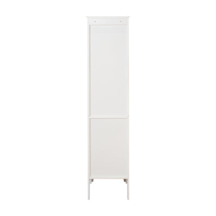 PU19- Tall Narrow Tower Freestanding Cabinet with 2 Shutter Doors 5 Tier Shelves for Bathroom;  Kitchen ; Living Room ; Storage Cabinet; White - Likeshoppe 