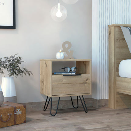 PE4- Vienna Nightstand; Shelves; Hairpin Legs - Likeshoppe 