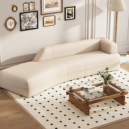 F5- 109.4" Curved Chaise Lounge Modern Indoor Sofa Couch for Living Room, Beige - Likeshoppe 