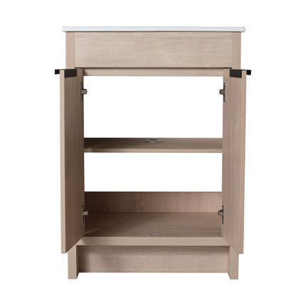 PT3- Freestanding Bathroom Vanity with White Ceramic Sink & 2 Soft-Close Cabinet Doors ((KD-PACKING); BVB02424PLO-G-BL9060B) - Likeshoppe 