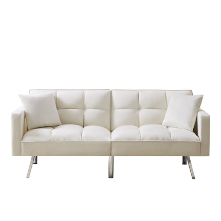 U7- SOFA SLEEPER Beige VELVET WITH 2 PILLOWS - Likeshoppe 