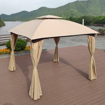 AG11- 10x10 Ft Outdoor Patio Garden Gazebo Canopy;  Outdoor Shading;  Gazebo Tent With Curtains - Likeshoppe 