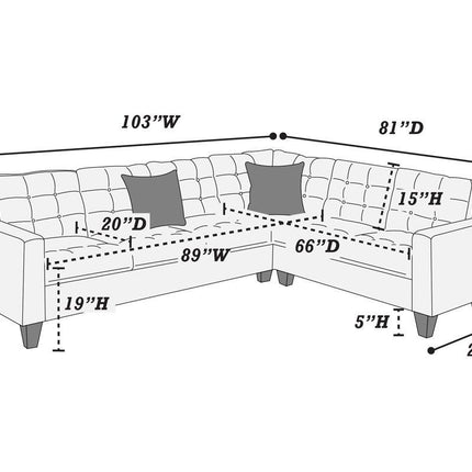 S3-Modular Sectional Espresso Faux Leather 4pcs Sectional Sofa LAF And RAF Loveseats Corner Wedge Armless Chair Tufted Cushion Couch - Likeshoppe 