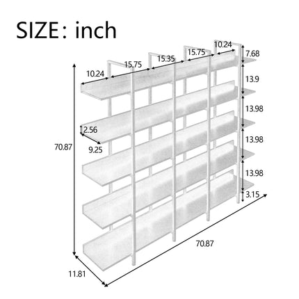 BC1- 5 Tier Bookcase Home Office Open Bookshelf, Vintage Industrial Style Shelf with Metal Frame, MDF Board - Likeshoppe 