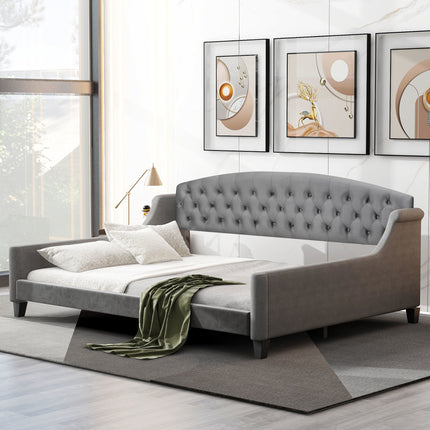 BR7- Modern Luxury Tufted Button Daybed, Full, Gray (Old SKU: SM001009AAE) - Likeshoppe 