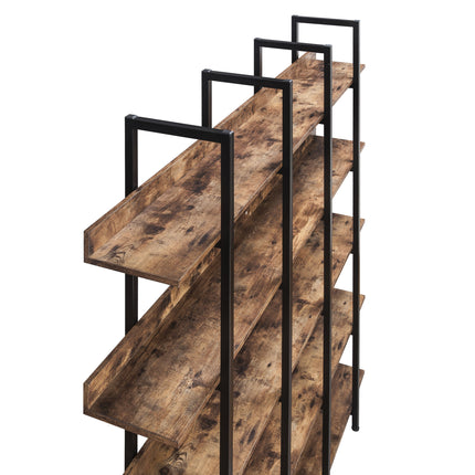 BC1- 5 Tier Bookcase Home Office Open Bookshelf, Vintage Industrial Style Shelf with Metal Frame, MDF Board - Likeshoppe 