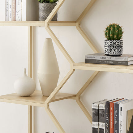 BC3- Rattan bookshelf 5 tiers Bookcases Storage Rack with cabinet for Living Room Home Office - Likeshoppe 