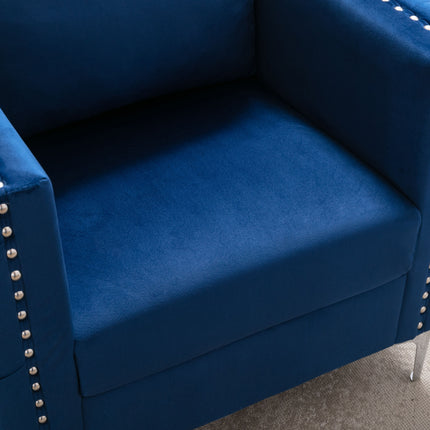 AC3- Modern Velvet Armchair Tufted Button Accent Chair Club Chair with Steel Legs for Living Room Bedroom - Likeshoppe 