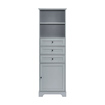 PU14- Tall Storage Cabinet with 3 Drawers and Adjustable Shelves for Bathroom;  Kitchen and Living Room;  MDF Board with Painted Finish - Likeshoppe 