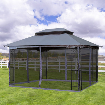 AG14- 13x10 Outdoor Patio Gazebo Canopy Tent With Ventilated Double Roof And Mosquito net(Detachable Mesh Screen On All Sides); Suitable for Lawn;  Garden;  Backyard and Deck; - Likeshoppe 