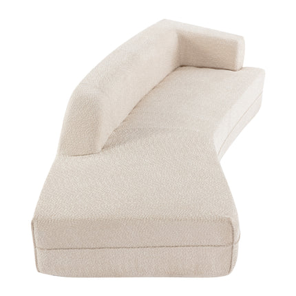 F5- 109.4" Curved Chaise Lounge Modern Indoor Sofa Couch for Living Room, Beige - Likeshoppe 