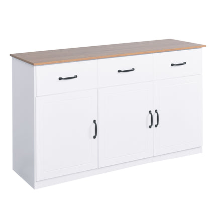 PC4- White Buffet Cabinet with Storage;  Kitchen Sideboard with 3 Doors and 3 Drawers;  Coffee Bar Cabinet;  Storage Cabinet Console Table for Living Room - Likeshoppe 