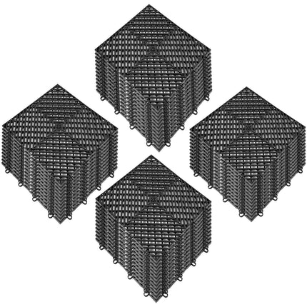 AJ4- VEVOR Tiles Interlocking 50 PCS Black, Drainage Tiles 12x12x0.5 Inches, Deck Tiles Outdoor Floor Tiles, Outdoor Interlocking Tiles, Deck Flooring for Pool Shower Bathroom Deck Patio Garage - Likeshoppe 