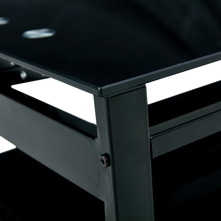 C6- Glass Lift Top Coffee Table;  Modern Simple 2-Layer Tempered Glass Coffee Table for Living Room;  Black - Likeshoppe 