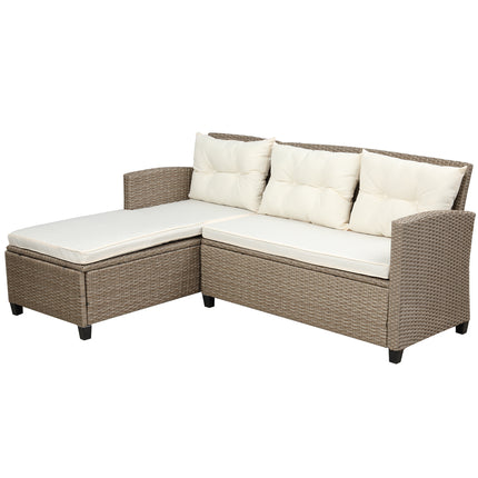PX11- Outdoor;  Patio Furniture Sets;  4 Piece Conversation Set Wicker Ratten Sectional Sofa with Seat Cushions - Likeshoppe 