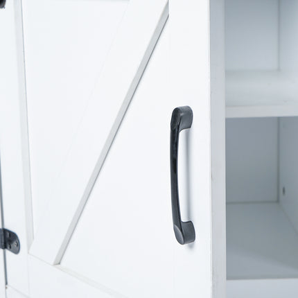 TV1- Modern Farmhouse Double Barn Door TV Stand for TVs up to 65 Inches, 58 Inch, White color - Likeshoppe 