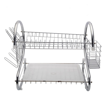 DL2- 2 Tier Dish Drying Rack Drainer Stainless Steel Kitchen Cutlery Holder Shelf - Likeshoppe 