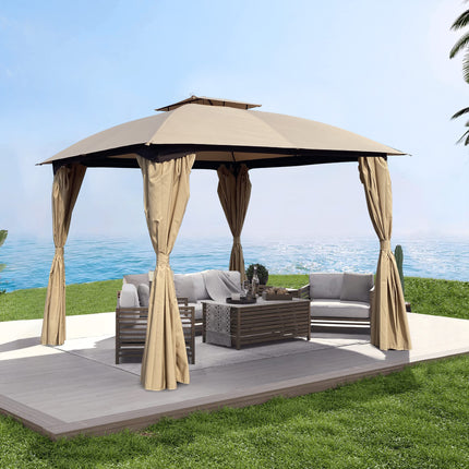 AG11- 10x10 Ft Outdoor Patio Garden Gazebo Canopy;  Outdoor Shading;  Gazebo Tent With Curtains - Likeshoppe 