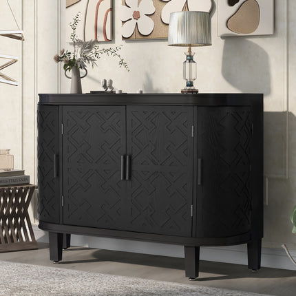 CB4-Accent Storage Cabinet Sideboard Wooden Cabinet with Antique Pattern Doors for Hallway;  Entryway;  Living Room;  Bedroom - Likeshoppe 