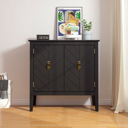 PC3- 2 Door Wooden Cabinets, Off-white Wood Cabinet Vintage Style Sideboard for Living Room Dining Room Office - Likeshoppe 