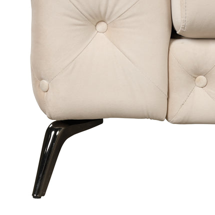 F7- 63" Velvet Upholstered Loveseat Sofa,Modern Loveseat Sofa with Button Tufted Back,2-Person Loveseat Sofa Couch for Living Room,Bedroom,or Small Space,Beige - Likeshoppe 