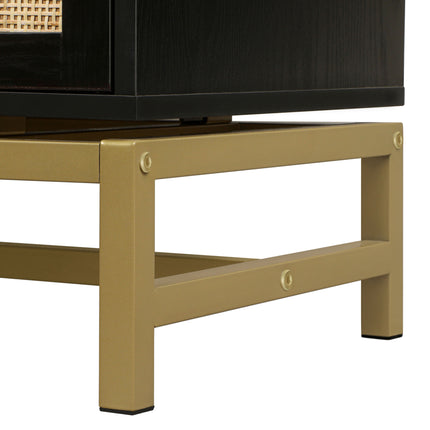 CB5- 2 Door Cabinet, Natural Rattan 2 Door high cabinet, Built-in adjustable shelf, Easy Assembly, Free Standing Cabinet for Living Room Bedroom, Hallway - Likeshoppe 