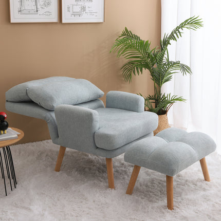 AF1- Accent Chair with Ottoman Set;  Fabric Armchair with Wood Legs and Adjustable Backrest ;  Mid Century Modern Comfy Lounge Chair for Living Room;  Bedroom;  Reading Room and Study - Likeshoppe 
