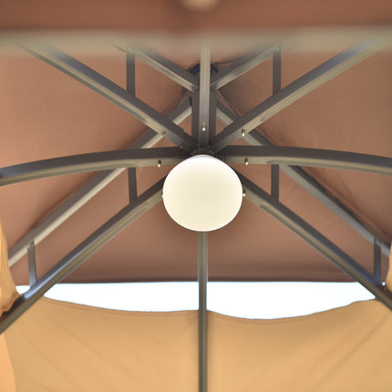 AG3- 10ft W*12ft L Outdoor Double Vents Gazebo Patio Metal Canopy with Screen and LED Lights for Backyard, Poolside, Brown - Likeshoppe 