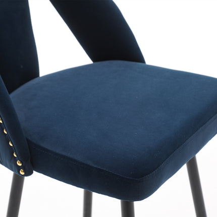 BS6- Collection Modern | Contemporary Velvet Upholstered  28\\" Bar Stool & Counter Stools with Nailheads and Gold Tipped Black Metal Legs,Set of 2 - Likeshoppe 